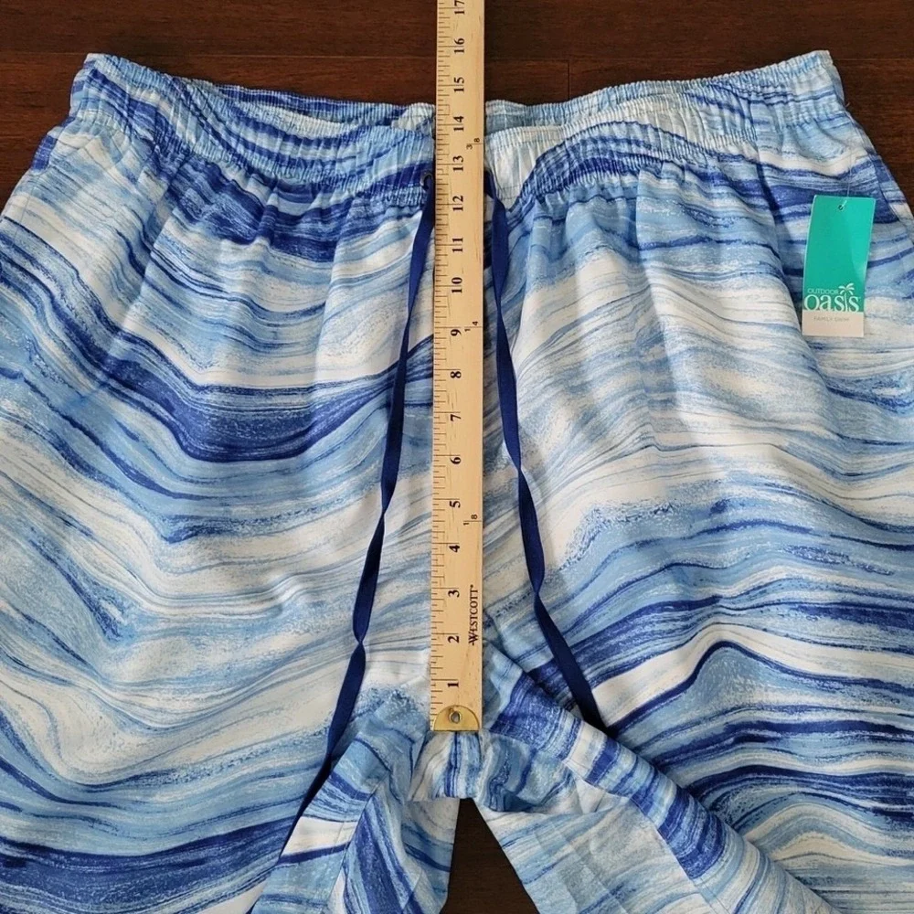 NWT Outdoor Oasis Mens Swim Trunks Shorts Size 2XLT Big & Tall Blue White Marble